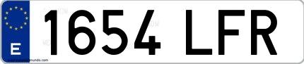 Ejemplo de matrícula española 1654 LFR