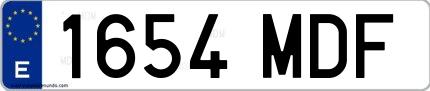 Ejemplo de matrícula española 1654 MDF