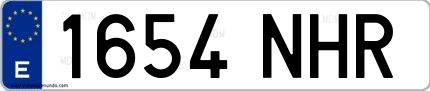 Ejemplo de matrícula española 1654 NHR