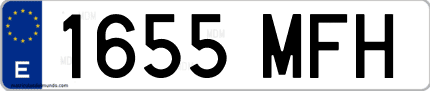 Ejemplo de matrícula de coche ordinaria 1655 MFH