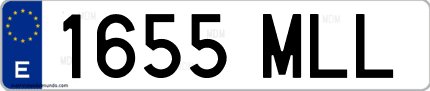 Ejemplo de matrícula de coche ordinaria 1655 MLL