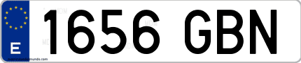 Ejemplo de matrícula de coche ordinaria 1656 GBN