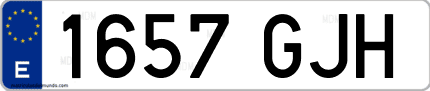 Ejemplo de matrícula de coche ordinaria 1657 GJH