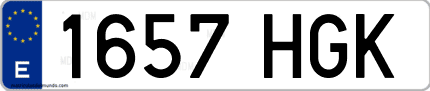 Ejemplo de matrícula de coche ordinaria 1657 HGK