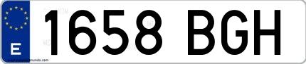 Ejemplo de matrícula española 1658 BGH