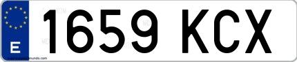 Ejemplo de matrícula española 1659 KCX