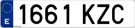 Ejemplo de matrícula de coche ordinaria 1661 KZC