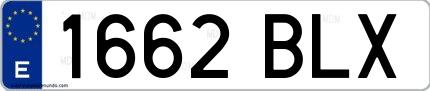 Ejemplo de matrícula española 1662 BLX