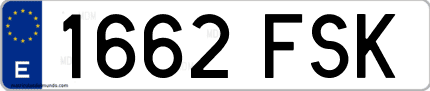 Ejemplo de matrícula de coche ordinaria 1662 FSK