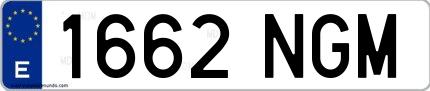Ejemplo de matrícula española 1662 NGM