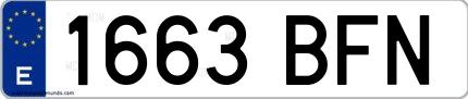 Ejemplo de matrícula española 1663 BFN
