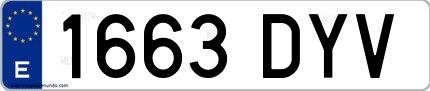 Ejemplo de matrícula española 1663 DYV