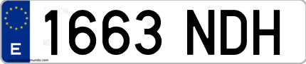 Ejemplo de matrícula de coche ordinaria 1663 NDH
