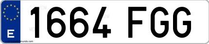 Ejemplo de matrícula española 1664 FGG