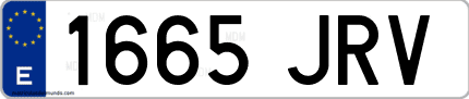 Ejemplo de matrícula de coche ordinaria 1665 JRV
