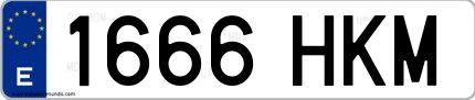 Ejemplo de matrícula española 1666 HKM