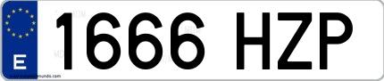 Ejemplo de matrícula española 1666 HZP