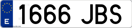 Ejemplo de matrícula de coche ordinaria 1666 JBS