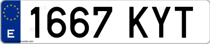 Ejemplo de matrícula de coche ordinaria 1667 KYT