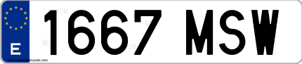Ejemplo de matrícula de coche ordinaria 1667 MSW