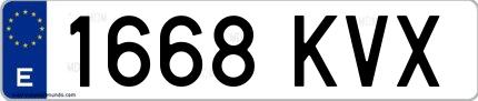 Ejemplo de matrícula española 1668 KVX