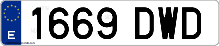 Ejemplo de matrícula de coche ordinaria 1669 DWD