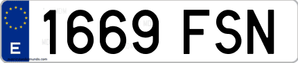 Ejemplo de matrícula de coche ordinaria 1669 FSN