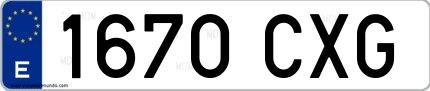 Ejemplo de matrícula española 1670 CXG