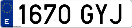 Ejemplo de matrícula de coche ordinaria 1670 GYJ