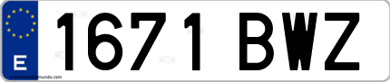 Ejemplo de matrícula de coche ordinaria 1671 BWZ