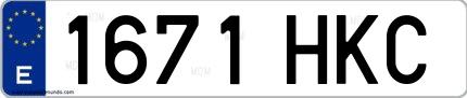 Ejemplo de matrícula española 1671 HKC