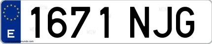 Ejemplo de matrícula española 1671 NJG
