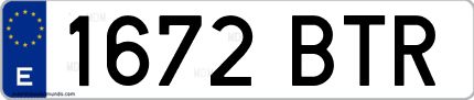 Ejemplo de matrícula de coche ordinaria 1672 BTR