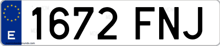 Ejemplo de matrícula de coche ordinaria 1672 FNJ