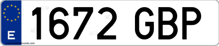 Ejemplo de matrícula de coche ordinaria 1672 GBP