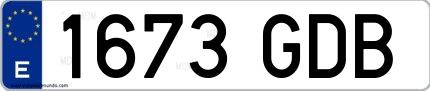 Ejemplo de matrícula española 1673 GDB