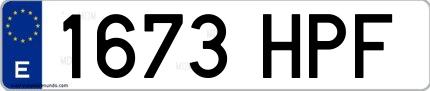 Ejemplo de matrícula española 1673 HPF