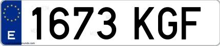 Ejemplo de matrícula española 1673 KGF