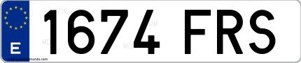 Ejemplo de matrícula española 1674 FRS
