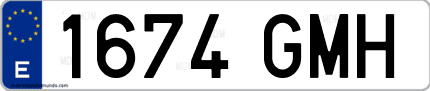 Ejemplo de matrícula de coche ordinaria 1674 GMH