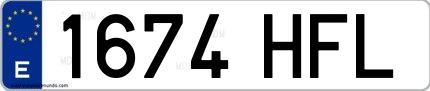 Ejemplo de matrícula española 1674 HFL