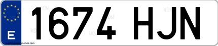 Ejemplo de matrícula española 1674 HJN