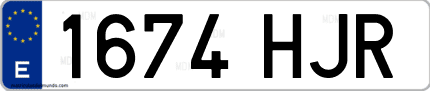 Ejemplo de matrícula de coche ordinaria 1674 HJR