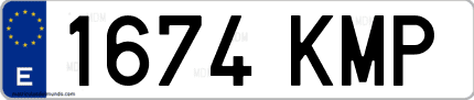 Ejemplo de matrícula de coche ordinaria 1674 KMP