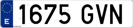 Ejemplo de matrícula española 1675 GVN
