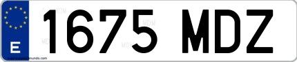 Ejemplo de matrícula española 1675 MDZ