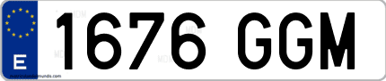 Ejemplo de matrícula de coche ordinaria 1676 GGM