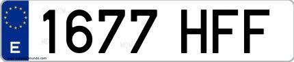Ejemplo de matrícula española 1677 HFF
