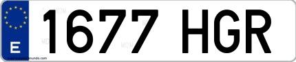 Ejemplo de matrícula española 1677 HGR