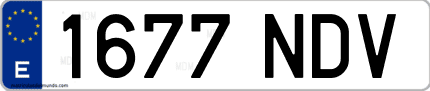 Ejemplo de matrícula de coche ordinaria 1677 NDV